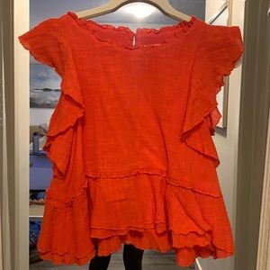 Anthropologie Flutter Sleeve Top